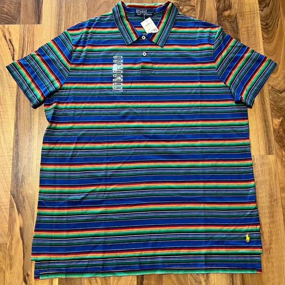 NWT Polo Ralph Lauren “Beach” Multicolor Striped Polo Shirt Size XL